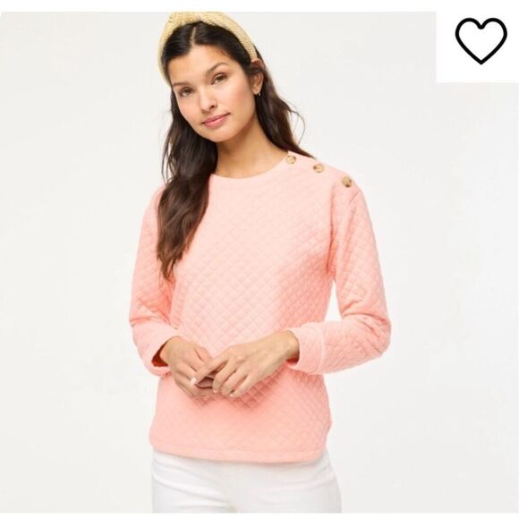 J crew quilted pink button neck sweater size small m5 - Picture 1 of 5